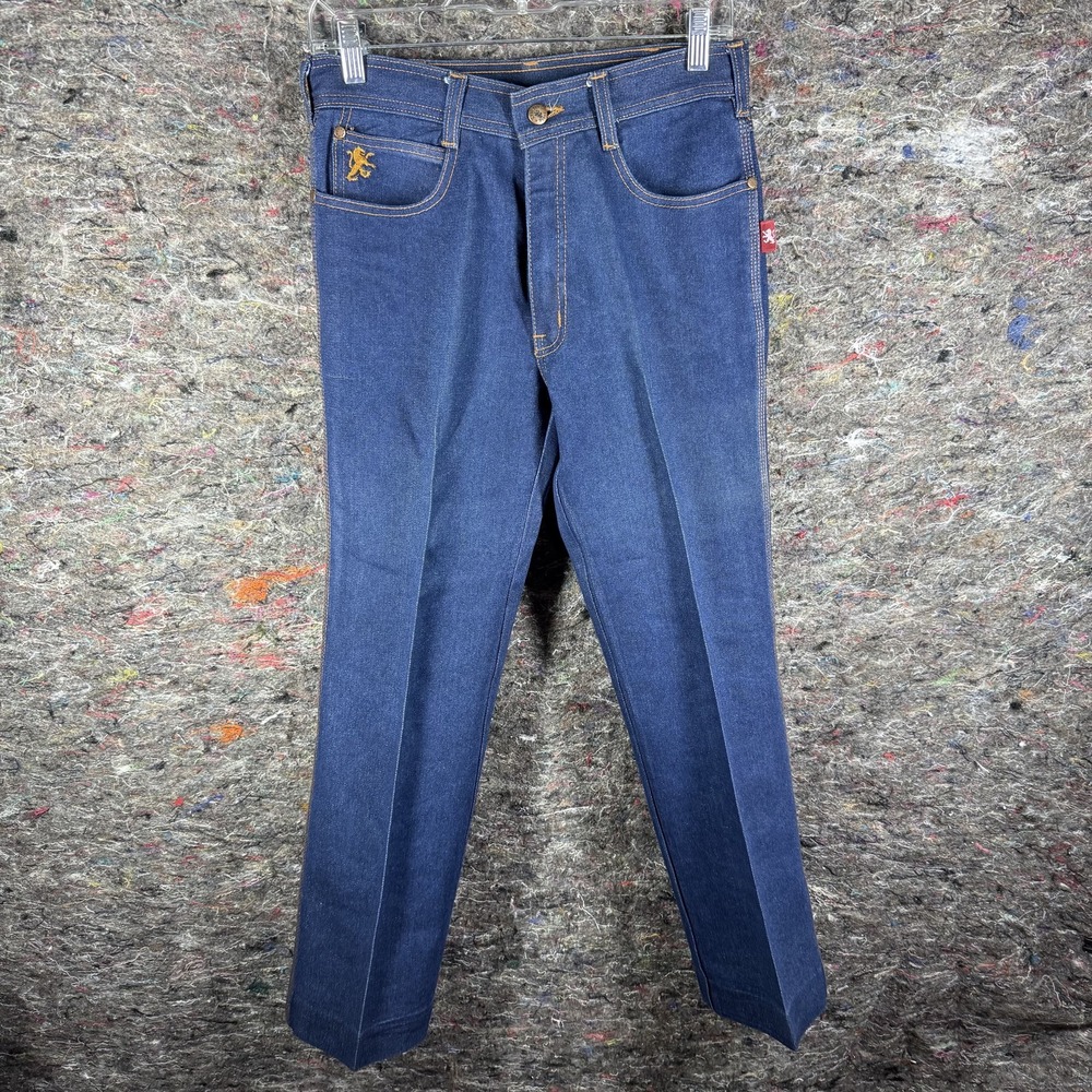 Braxton Jeans Mens 30x29 Blue Straight‎ Leg Embroidered Lion Y2K Denim Pants